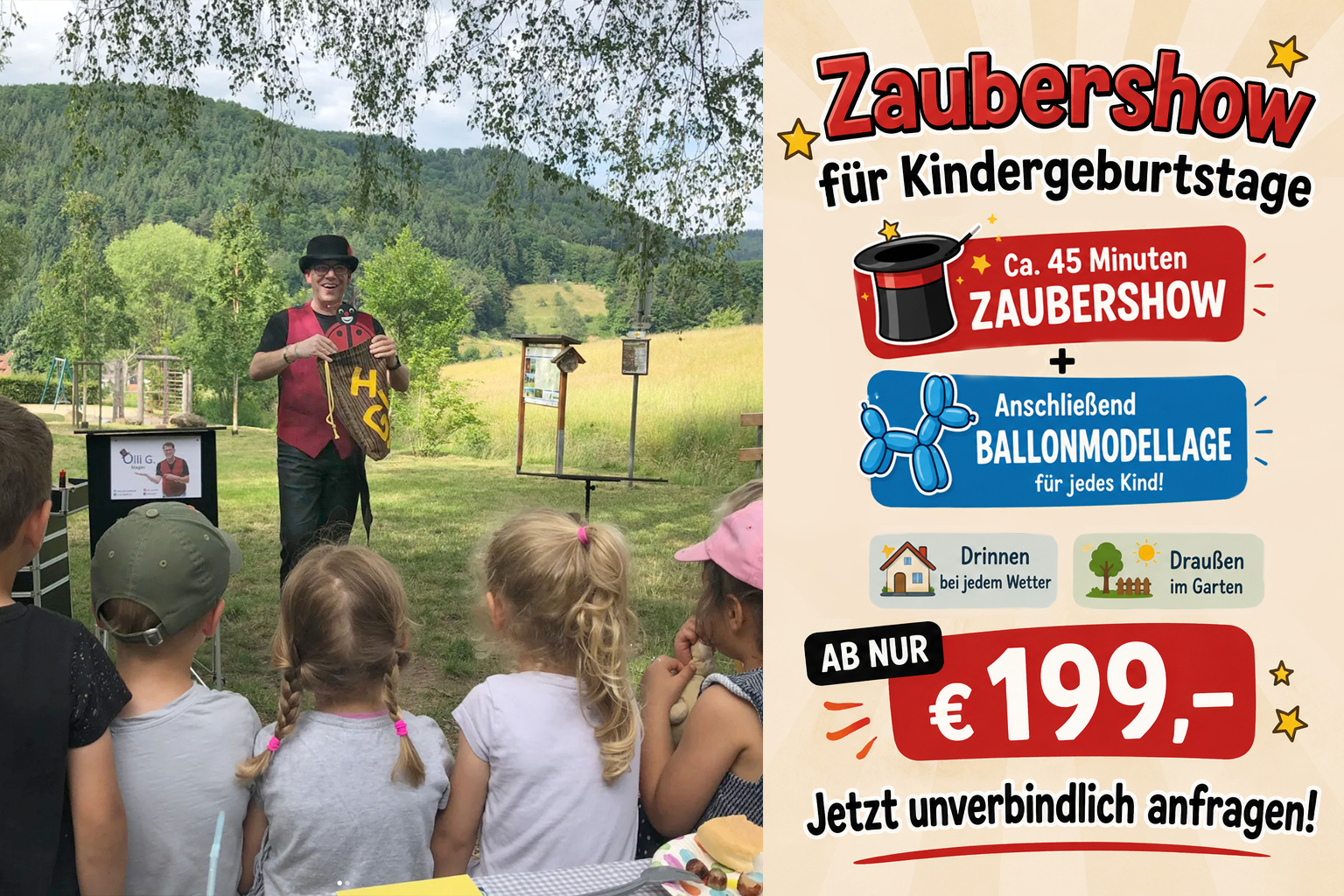 Zaubershow für Kindergeburtstage mit Ballonmodellage